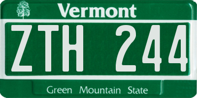 VT license plate ZTH244