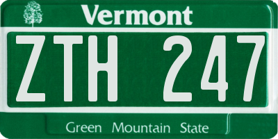 VT license plate ZTH247