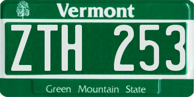VT license plate ZTH253