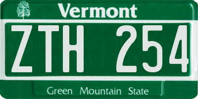 VT license plate ZTH254
