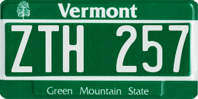 VT license plate ZTH257