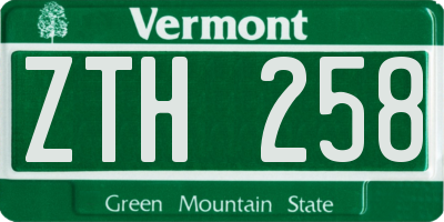VT license plate ZTH258