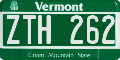 VT license plate ZTH262