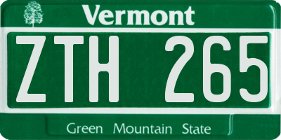 VT license plate ZTH265