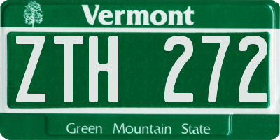 VT license plate ZTH272