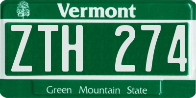 VT license plate ZTH274