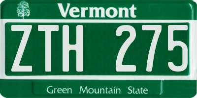 VT license plate ZTH275