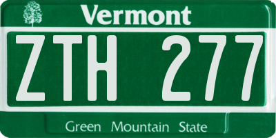 VT license plate ZTH277