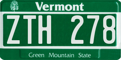 VT license plate ZTH278