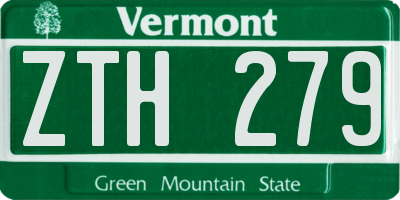 VT license plate ZTH279