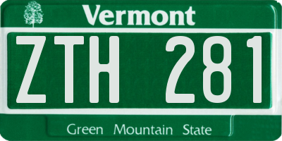 VT license plate ZTH281