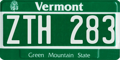 VT license plate ZTH283