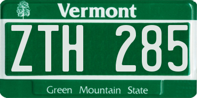 VT license plate ZTH285