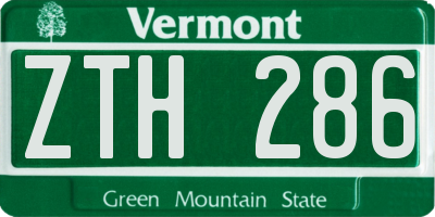 VT license plate ZTH286