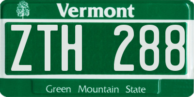 VT license plate ZTH288