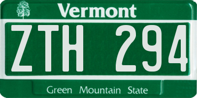 VT license plate ZTH294