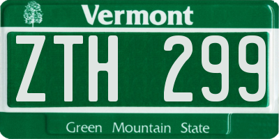 VT license plate ZTH299