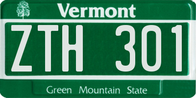 VT license plate ZTH301
