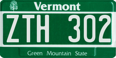 VT license plate ZTH302