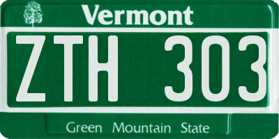 VT license plate ZTH303
