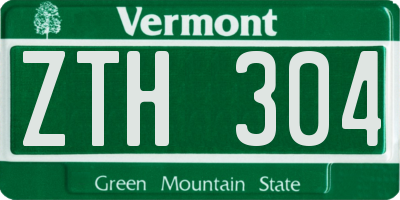 VT license plate ZTH304