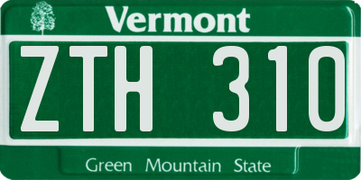 VT license plate ZTH310