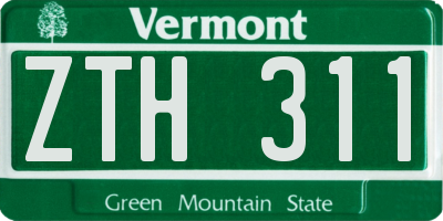 VT license plate ZTH311