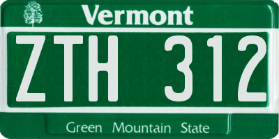VT license plate ZTH312