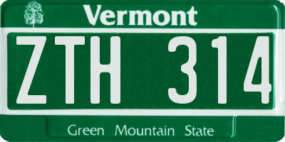 VT license plate ZTH314