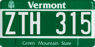 VT license plate ZTH315