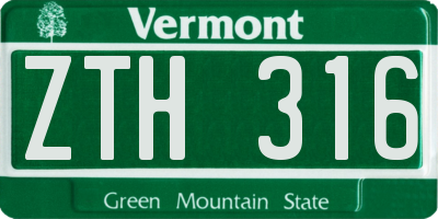 VT license plate ZTH316