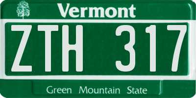 VT license plate ZTH317