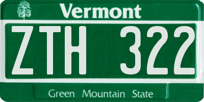VT license plate ZTH322
