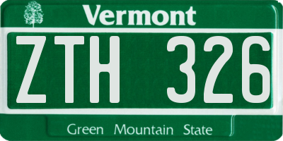 VT license plate ZTH326