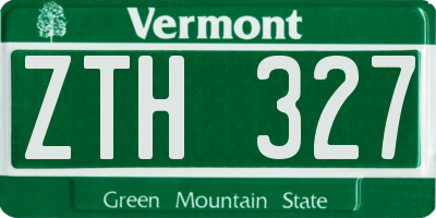 VT license plate ZTH327