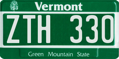 VT license plate ZTH330