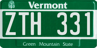 VT license plate ZTH331