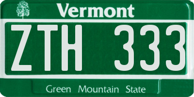 VT license plate ZTH333