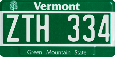 VT license plate ZTH334