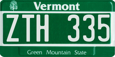 VT license plate ZTH335