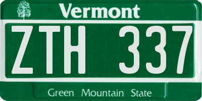 VT license plate ZTH337