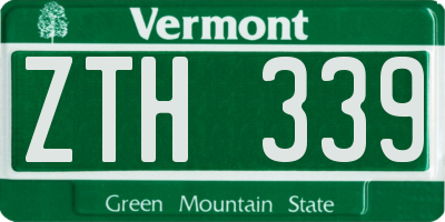 VT license plate ZTH339