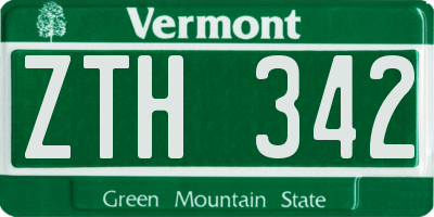 VT license plate ZTH342