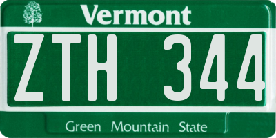 VT license plate ZTH344