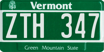 VT license plate ZTH347