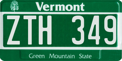 VT license plate ZTH349