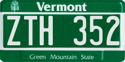 VT license plate ZTH352