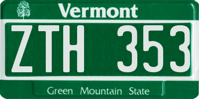 VT license plate ZTH353