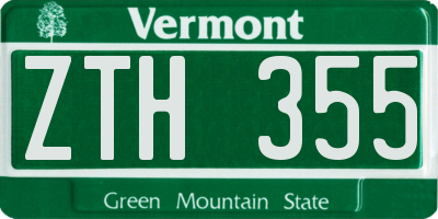 VT license plate ZTH355