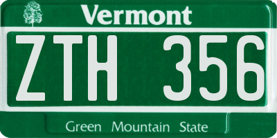 VT license plate ZTH356
